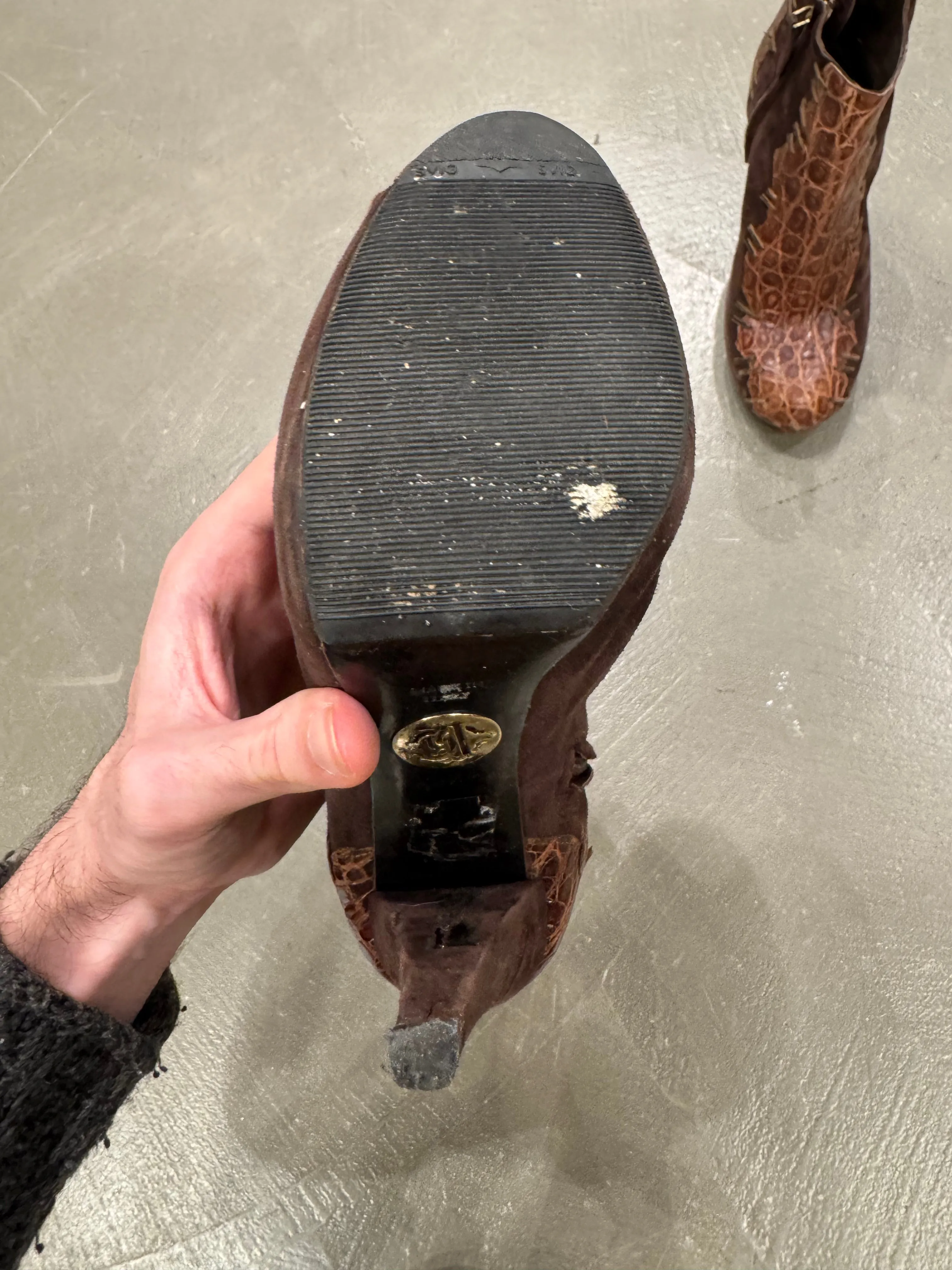 2000s Cavalli real alligator and suede ankle boots