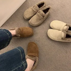 2025  Fleece Birkenstocks shoes women's fleece women's shoes popular new winter loafers fluffy shoes Doudou shoes lazy Boken cotton shoes