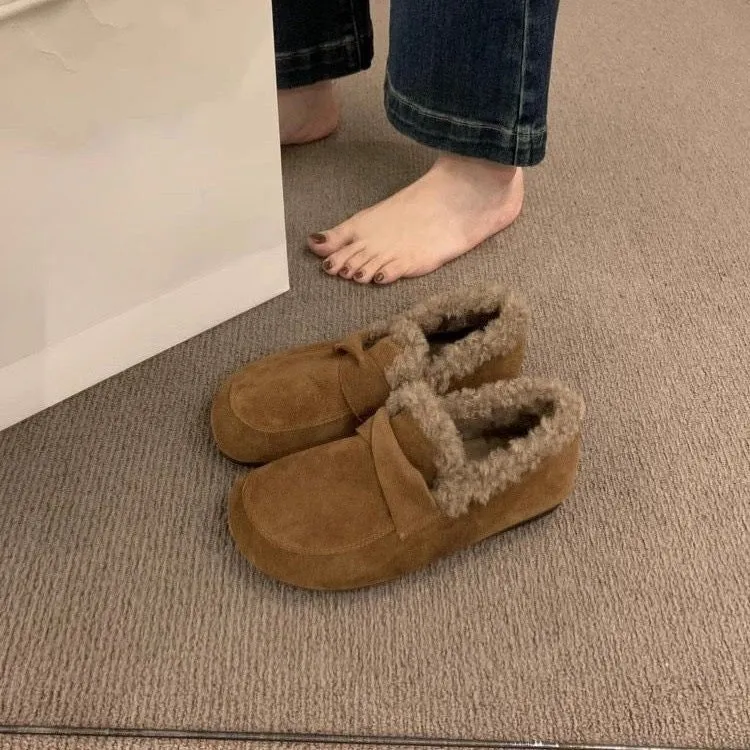 2025  Fleece Birkenstocks shoes women's fleece women's shoes popular new winter loafers fluffy shoes Doudou shoes lazy Boken cotton shoes