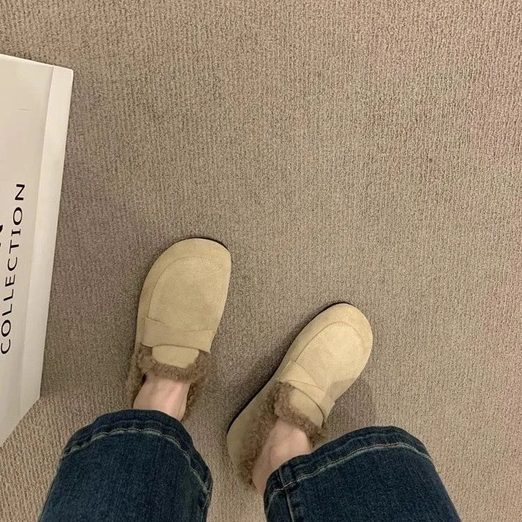 2025  Fleece Birkenstocks shoes women's fleece women's shoes popular new winter loafers fluffy shoes Doudou shoes lazy Boken cotton shoes