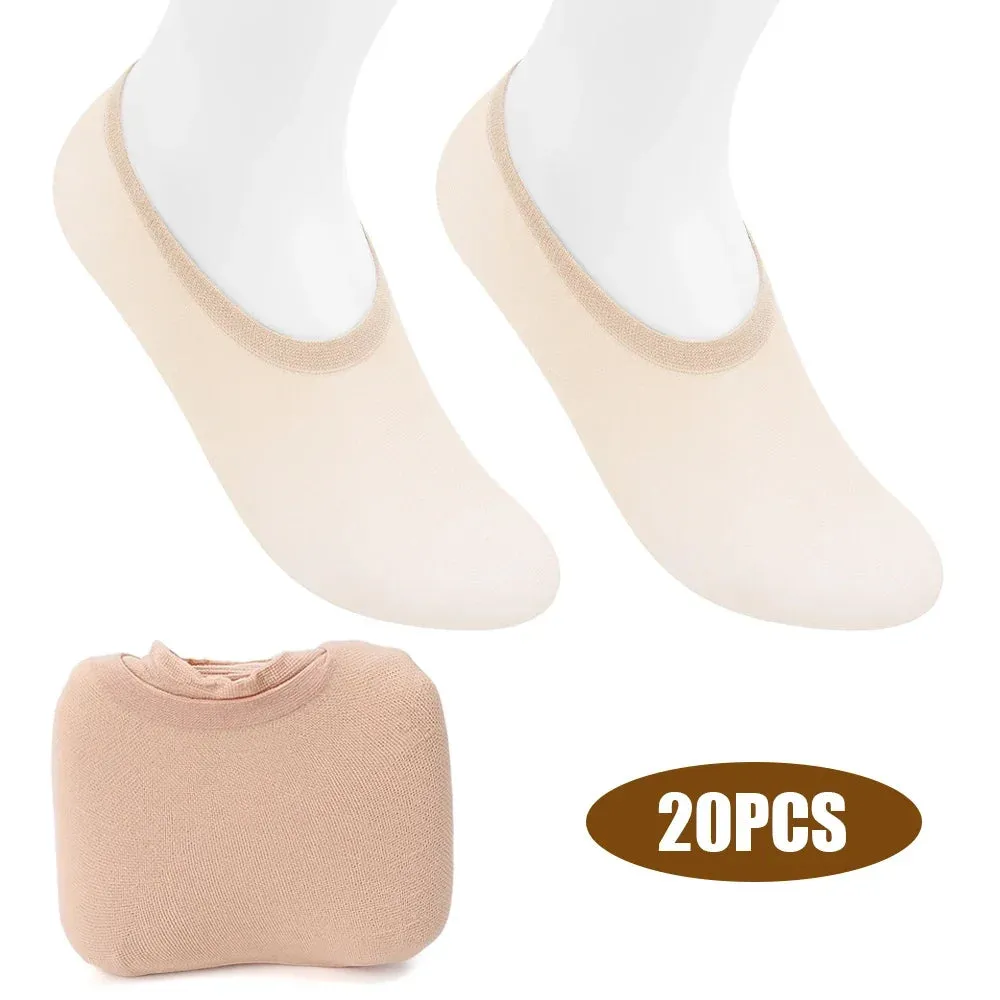 20pcs Seamless Ice Silk Ankle Socks - Non-Slip Invisible Boat Socks for Summer