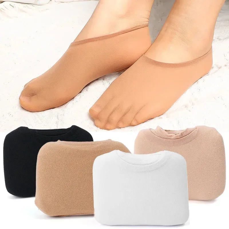 20pcs Seamless Ice Silk Ankle Socks - Non-Slip Invisible Boat Socks for Summer