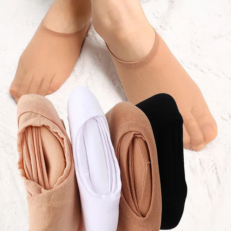 20pcs Seamless Ice Silk Ankle Socks - Non-Slip Invisible Boat Socks for Summer