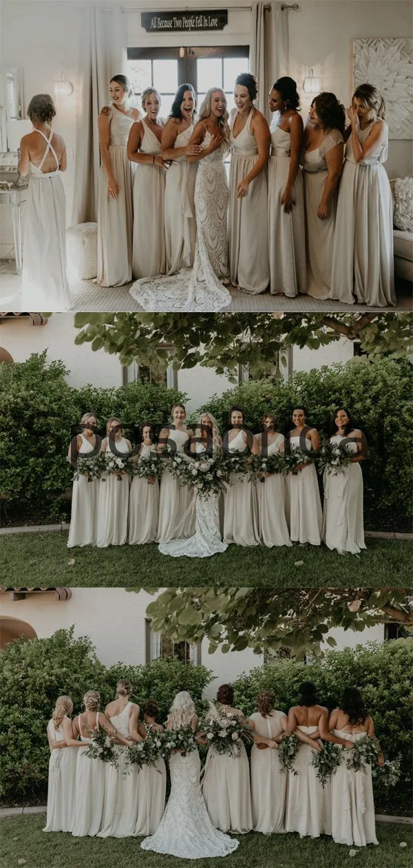 A-line Mismatched Most Popular Beach Long Bridesmaid Dresses WG804