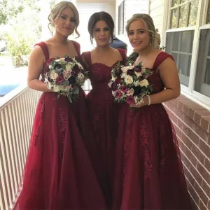 A-line Tulle with Lace Sweetheart Popular Formal Bridesmaid Dresses, wedding guest dress, PD0338