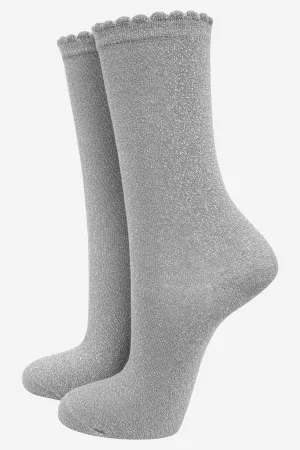 All Over Glitter Socks - Grey