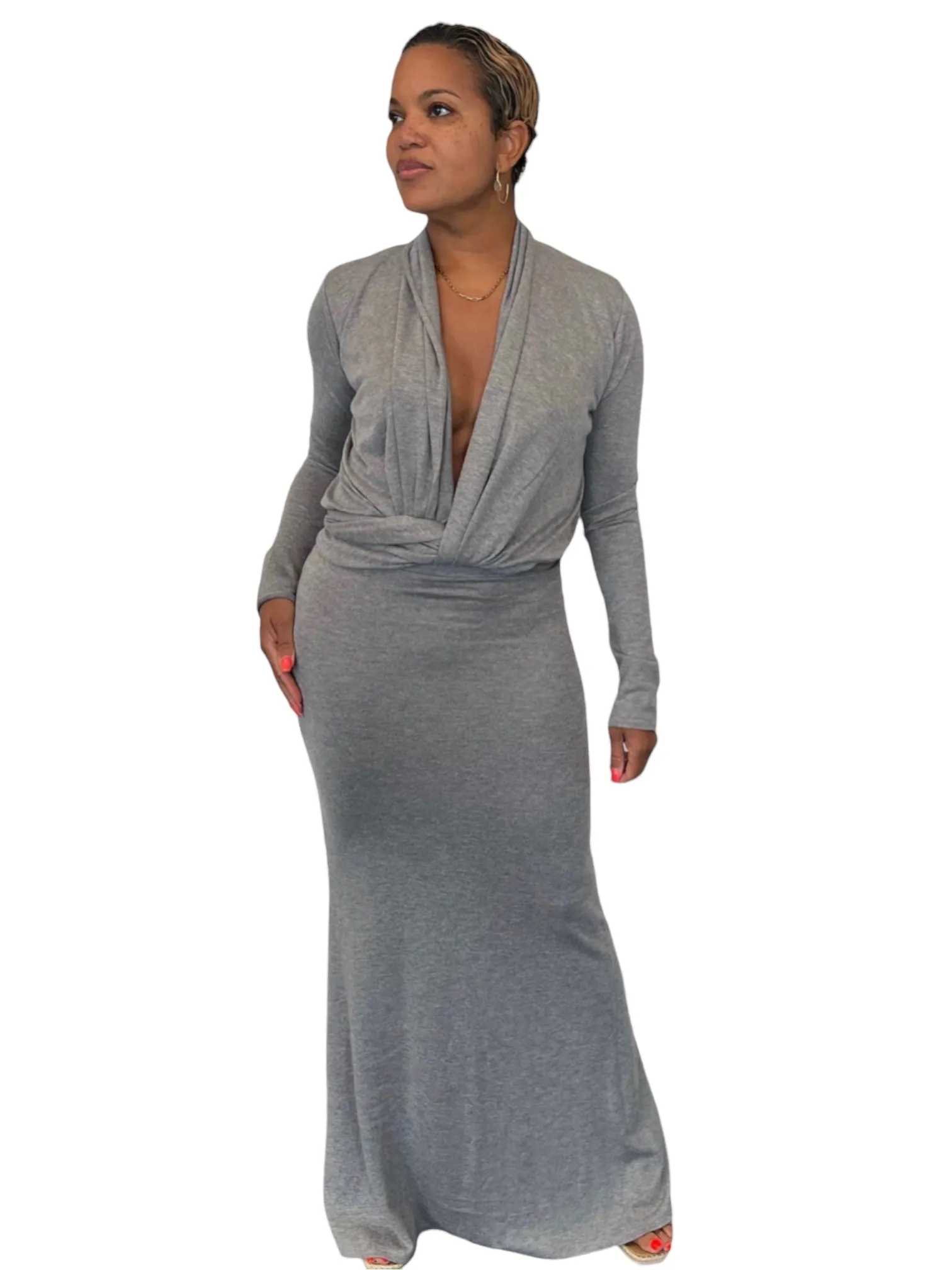 April - Heather Grey Wrap Top - TN-154