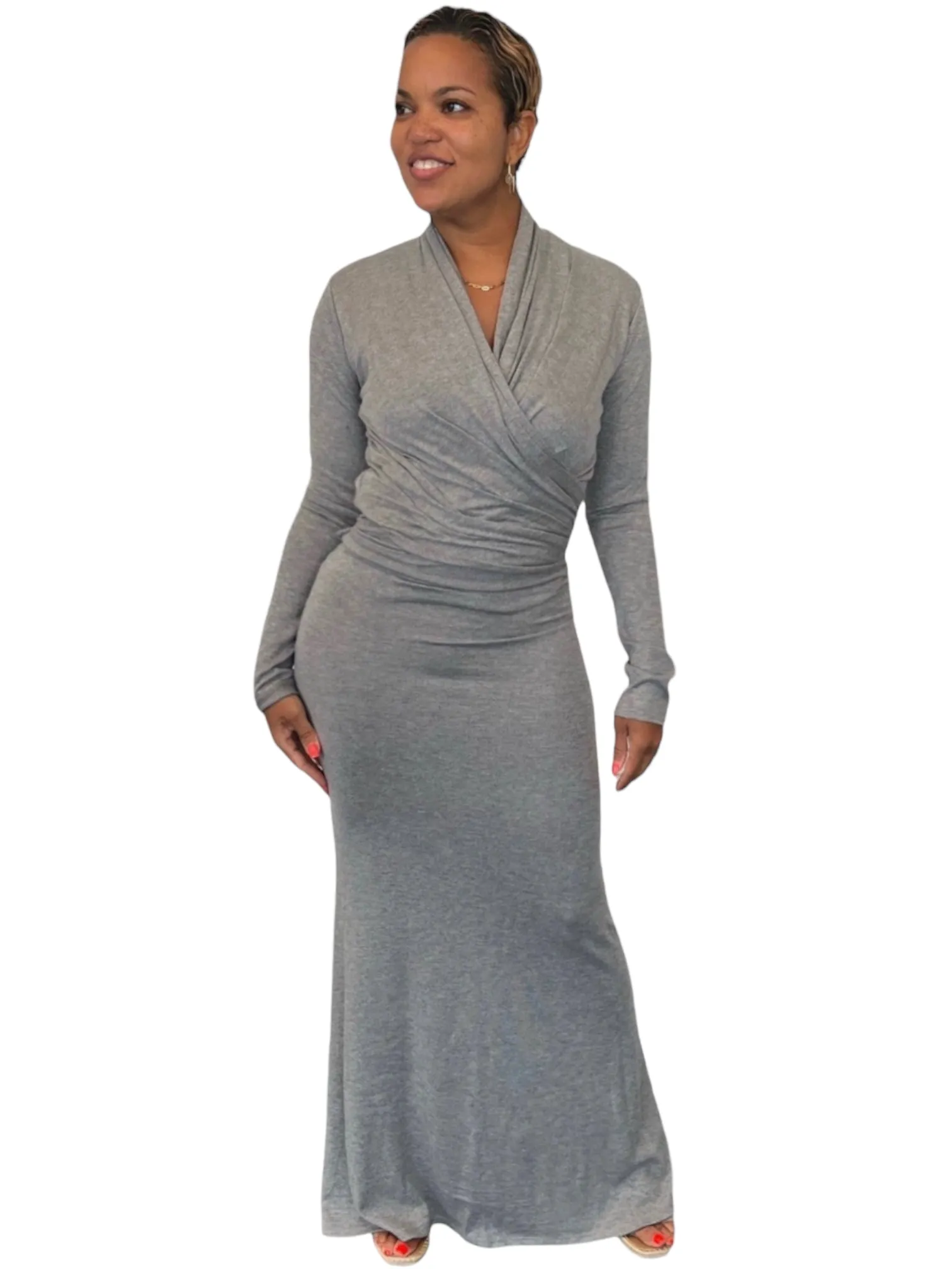 April - Heather Grey Wrap Top - TN-154