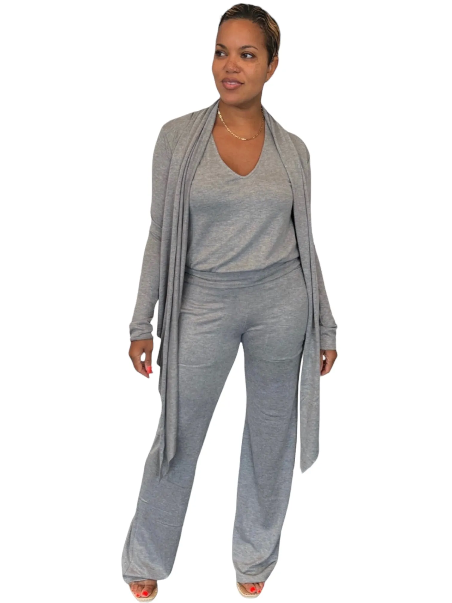 April - Heather Grey Wrap Top - TN-154