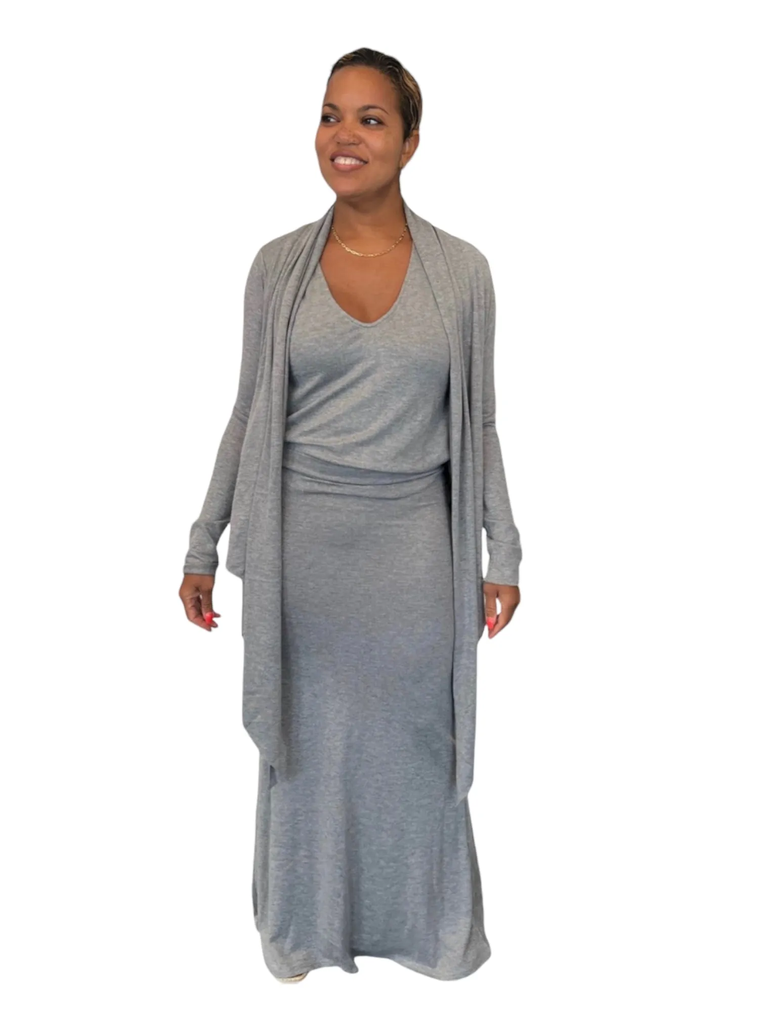 April - Heather Grey Wrap Top - TN-154