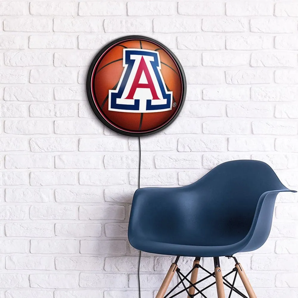 Arizona Wildcats: Basketball - Round Slimline Lighted Wall Sign