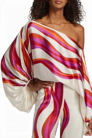 Asymmetric Draped Top with Voluminous Sleeve