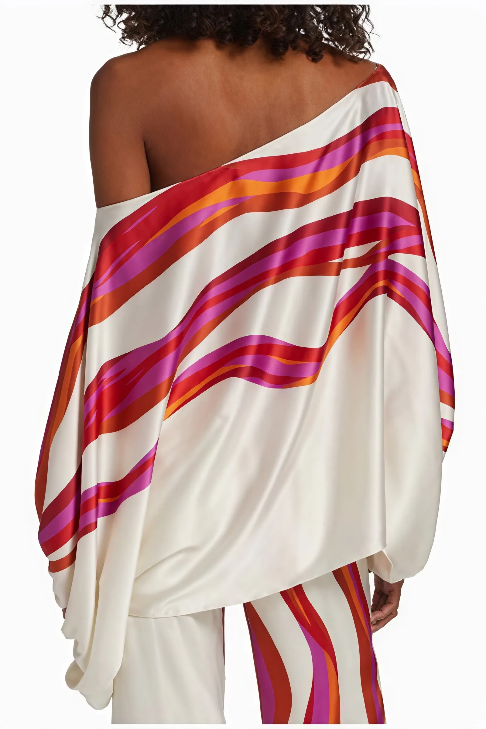 Asymmetric Draped Top with Voluminous Sleeve