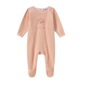 Baby shoes pink velour footie by Oubon
