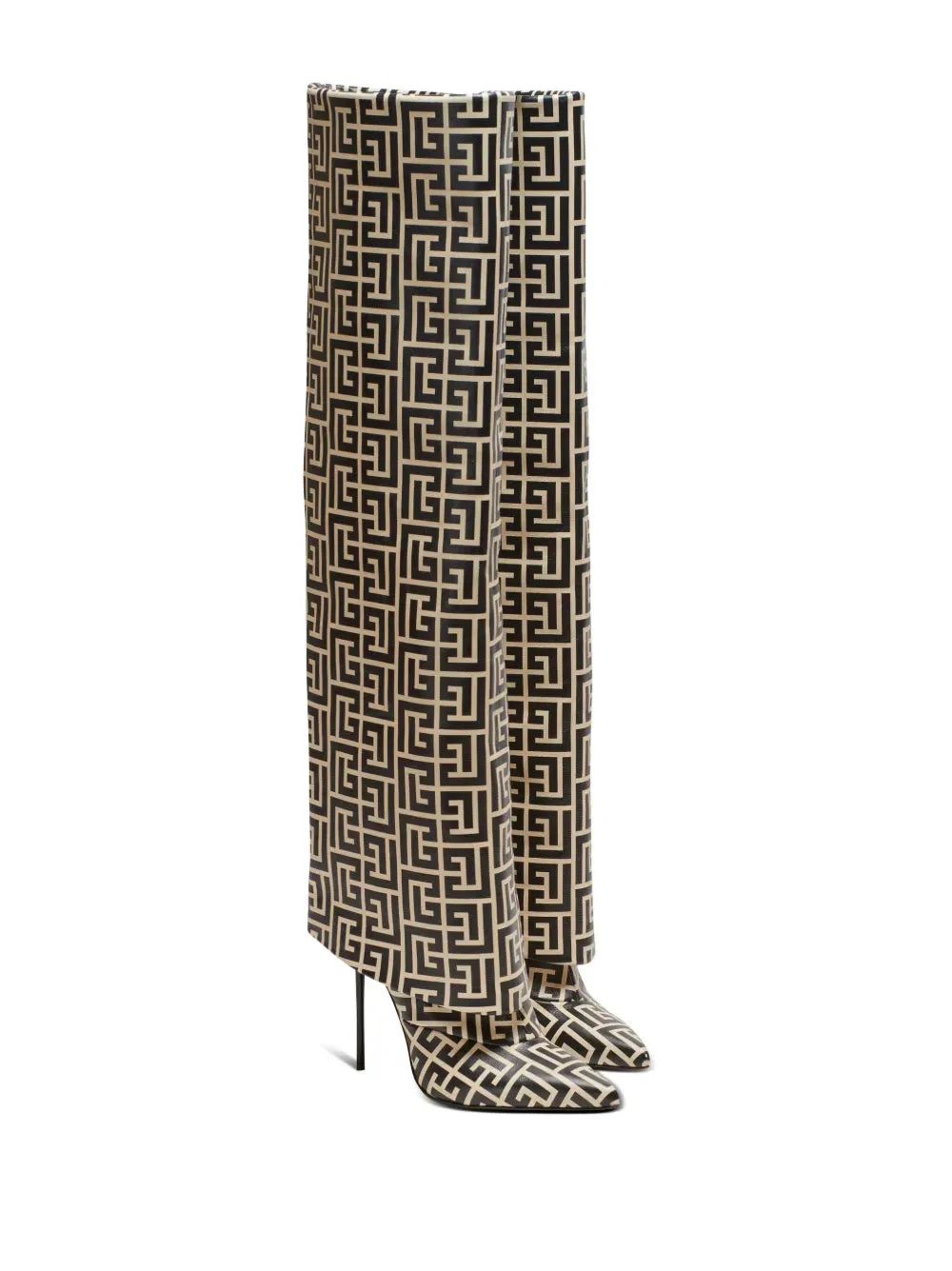 Balmain Ariel monogram knee-high boots