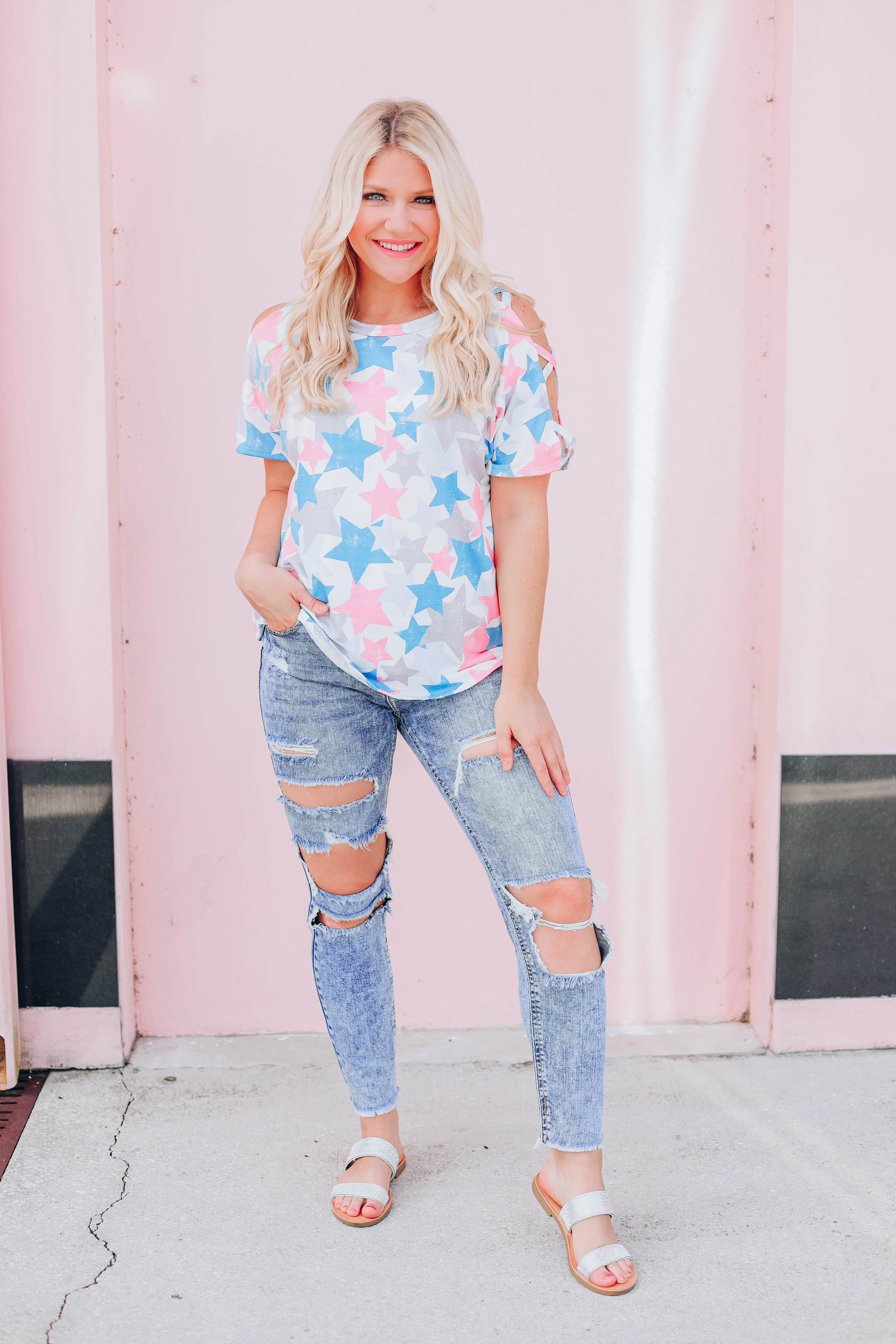 Be A Star Cold Shoulder Top