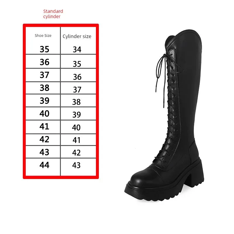 Big Tube Circumference V Cut Thick Sole Plus Size Ladies Thick Leg Knight Boots