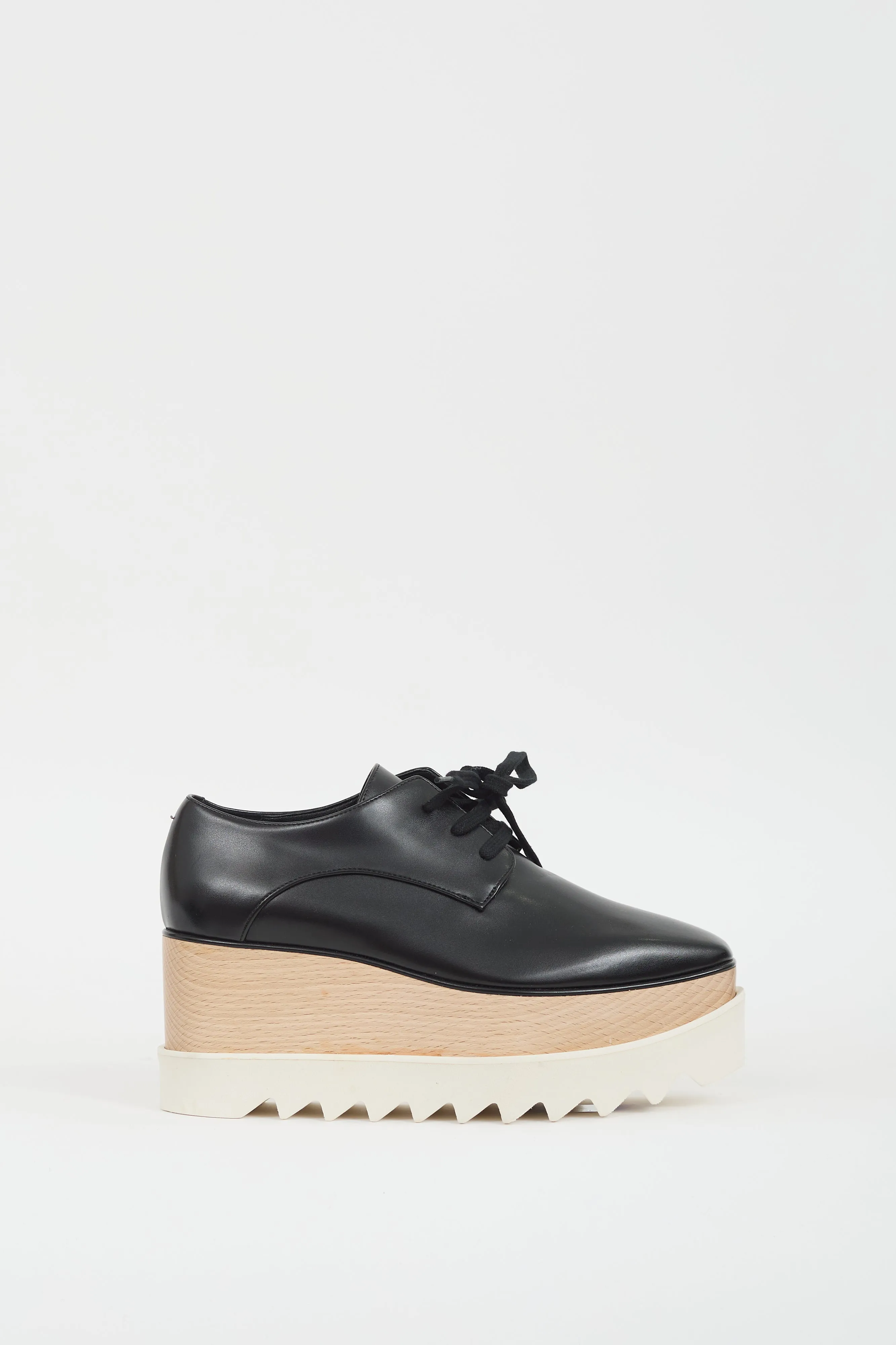 Black & Beige Faux Leather Elyse Platform Derby