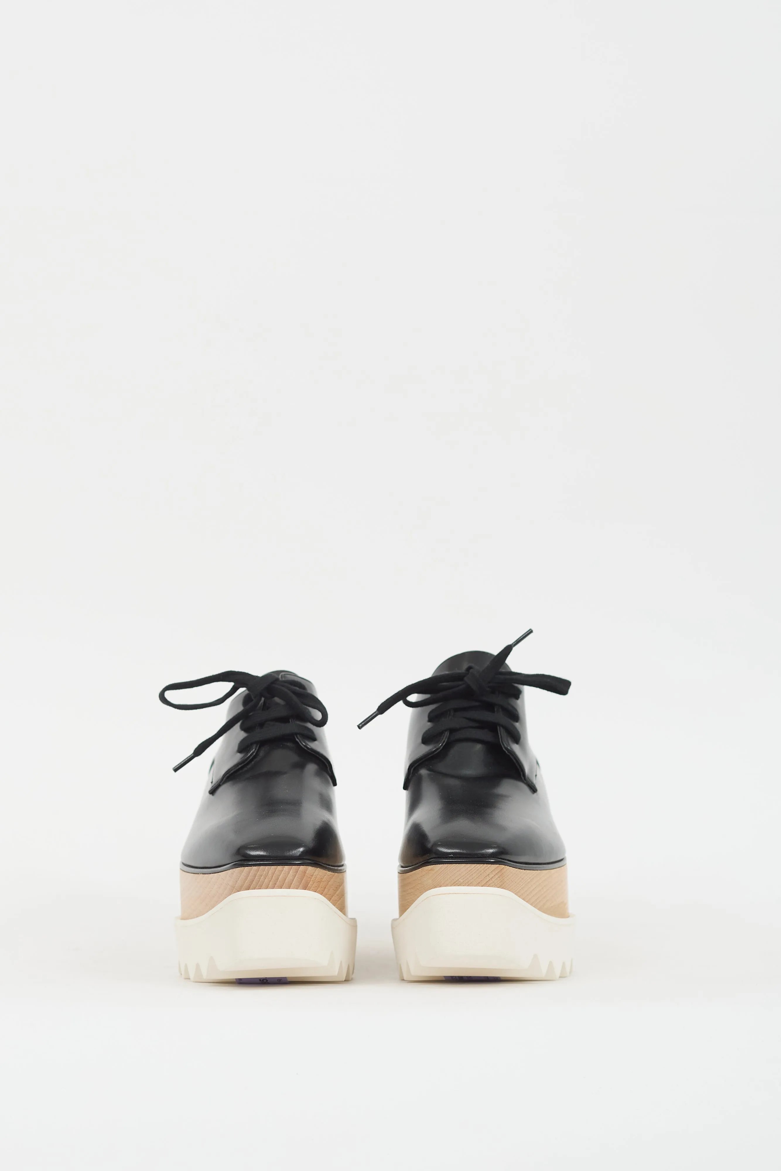 Black & Beige Faux Leather Elyse Platform Derby