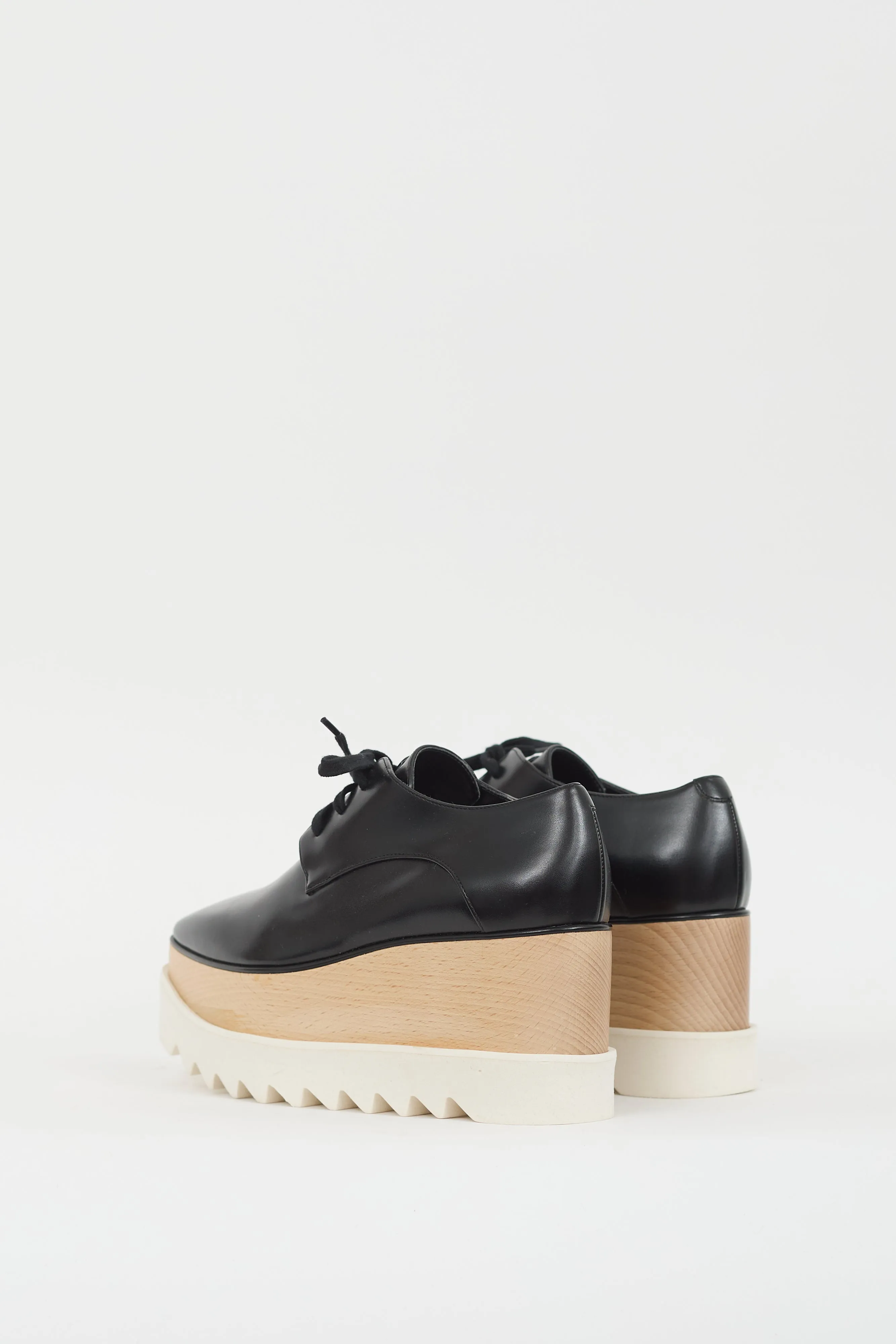 Black & Beige Faux Leather Elyse Platform Derby