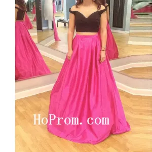 Black Pink Prom Dresses,Two Piece Prom Dress,Evening Dress