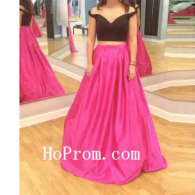 Black Pink Prom Dresses,Two Piece Prom Dress,Evening Dress