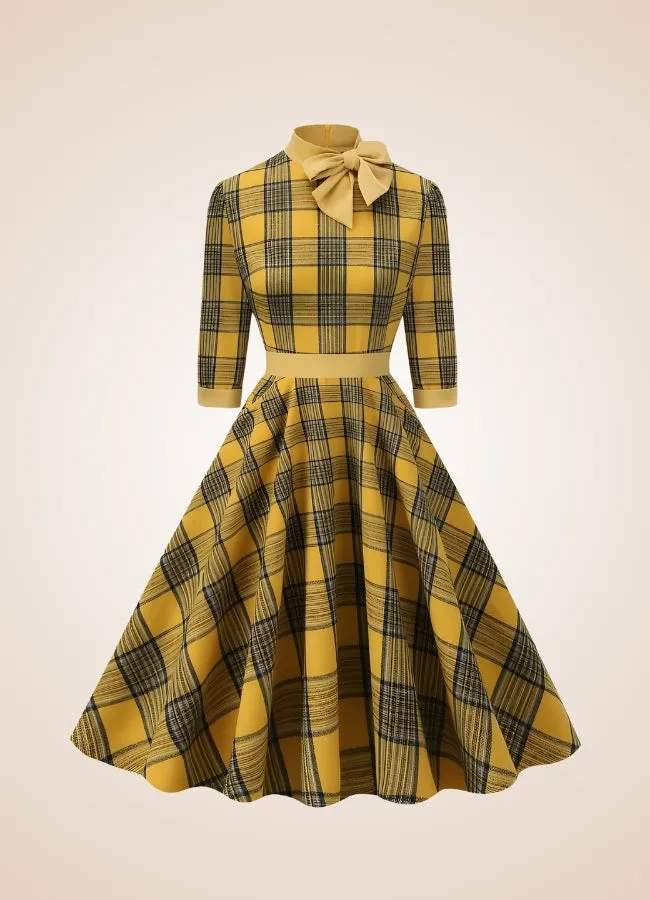 Bowknot Plaid Steampunk Dress