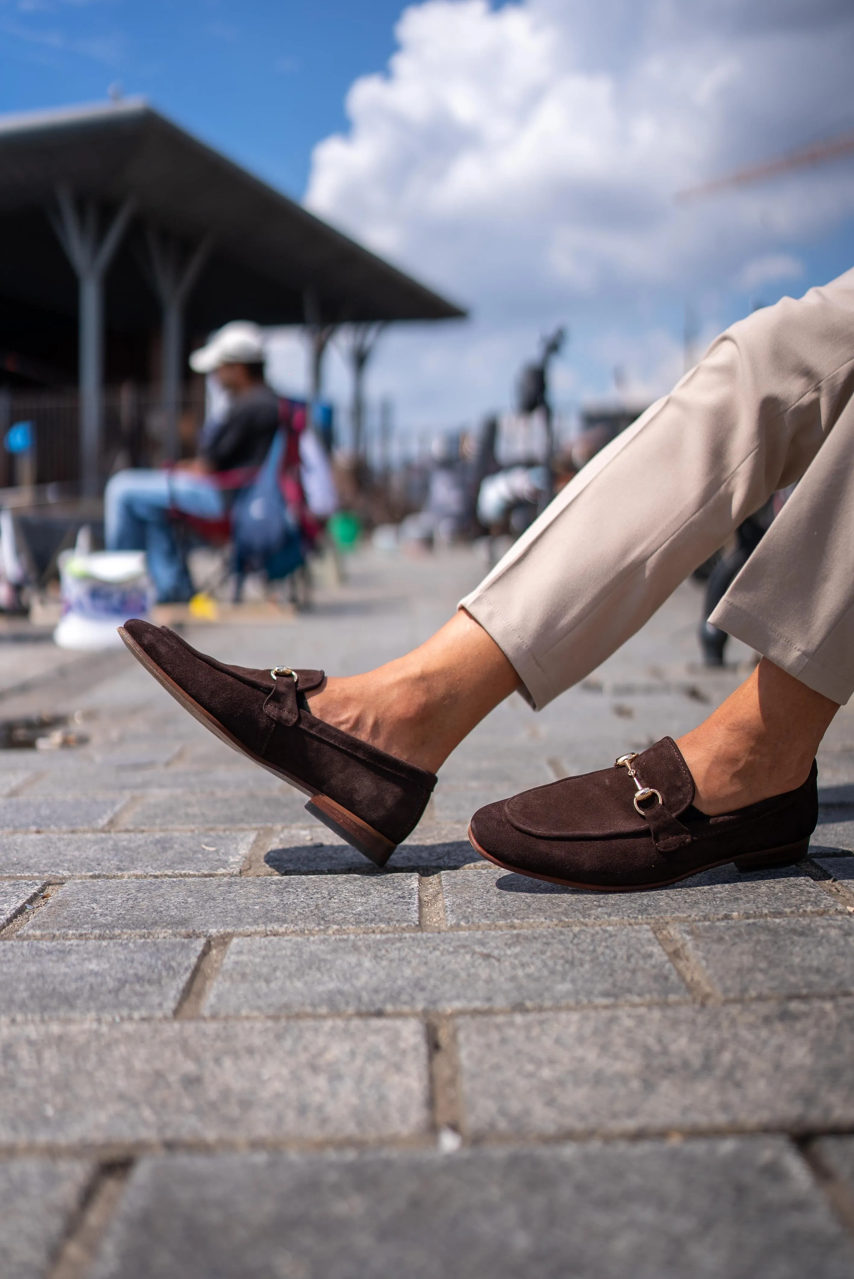 Brown Suede Buckle Loafer