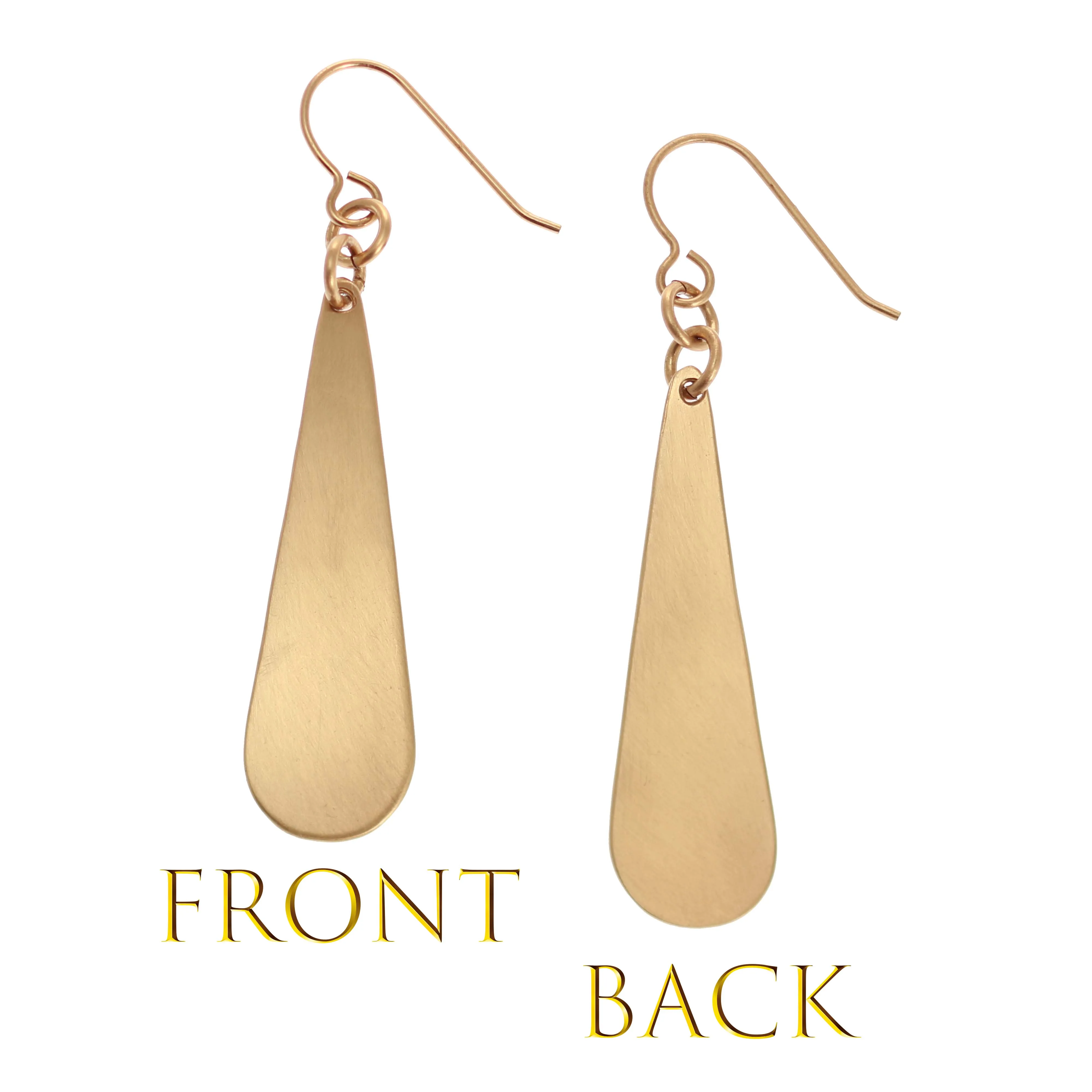 Brushed Bronze Long Teardrop Earrings