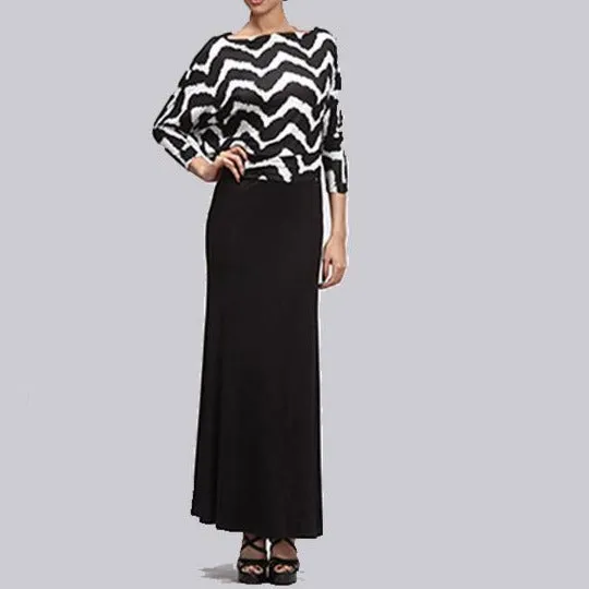 Chevron Print Dolman Maxi Dress