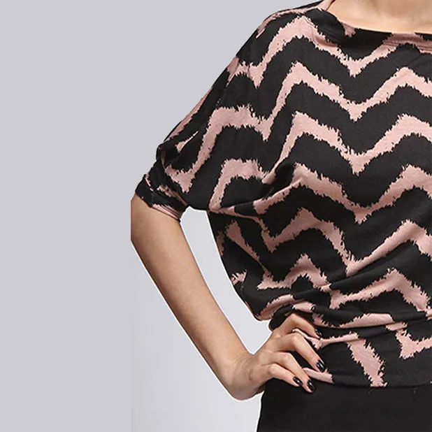 Chevron Print Dolman Maxi Dress