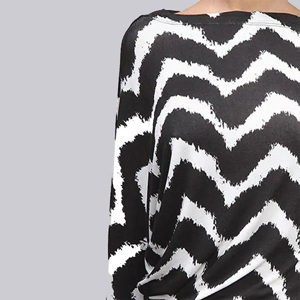 Chevron Print Dolman Maxi Dress