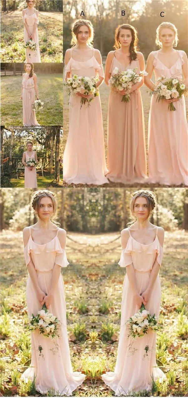 Chiffon Cheap Bridesmaid Dresses, Pink Lovely Popular Fashion New Unique Bridesmaid Dress, PD0425