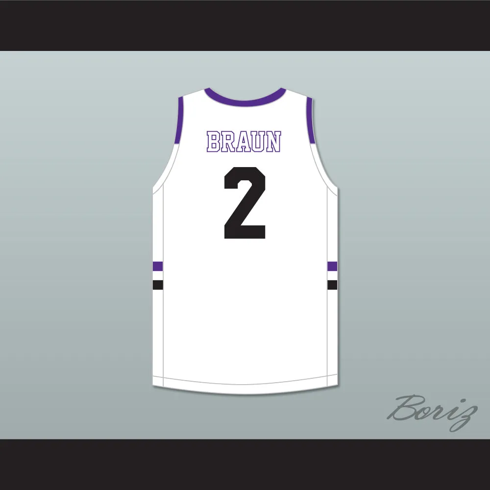Christian Braun 2 Blue Valley Northwest High School Huskies White Basketball Jersey 2