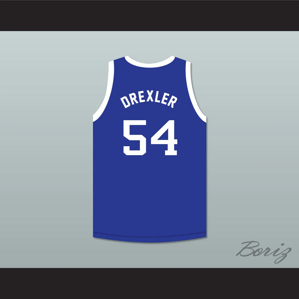 Clyde Drexler 54 Sterling High School Raiders Blue Basketball Jersey 2
