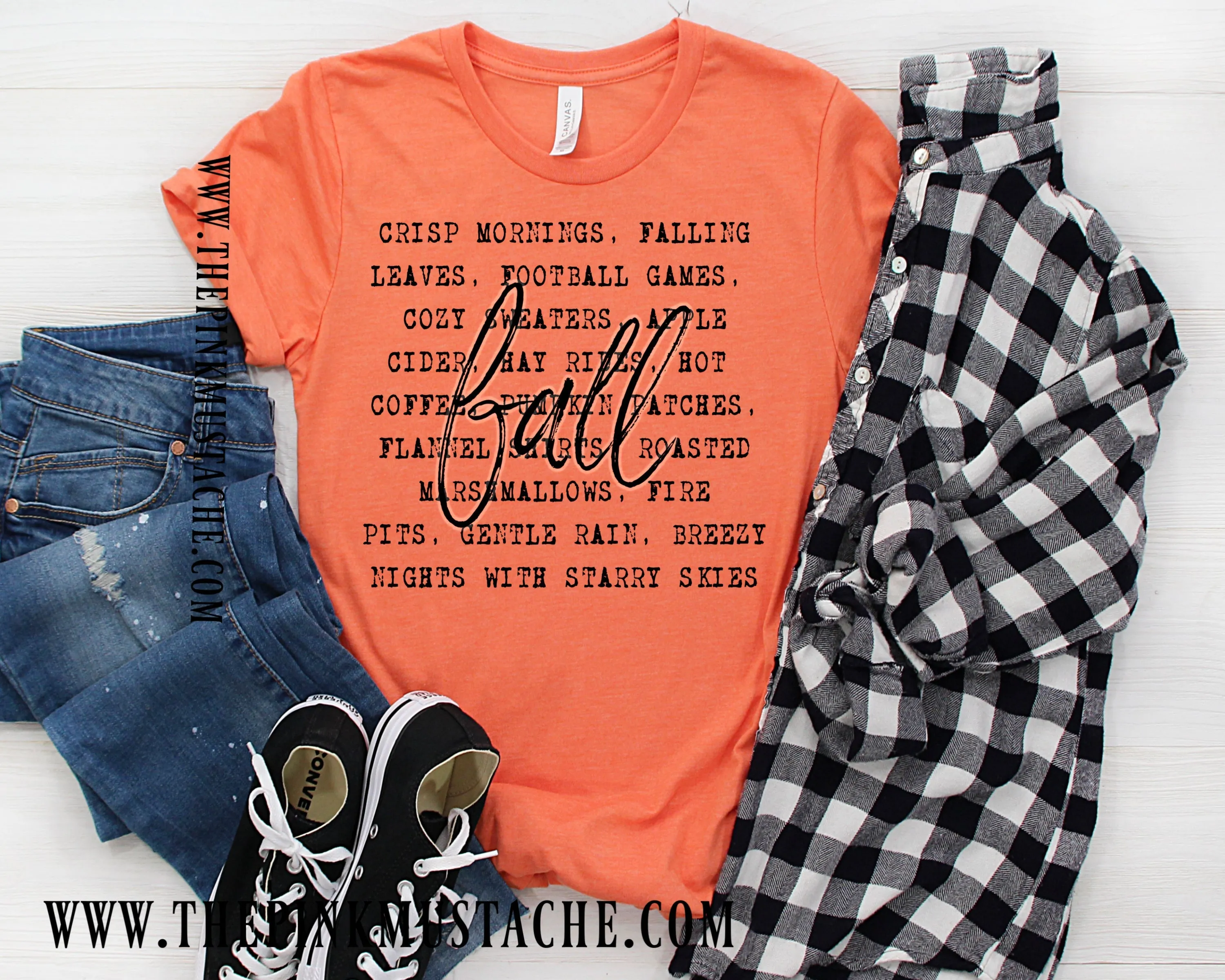 Crisp Mornings, Fall Leaves, Football Games - FALL words Tee/ Bella Canvas / Fall Layering Tee / Teachers Tee