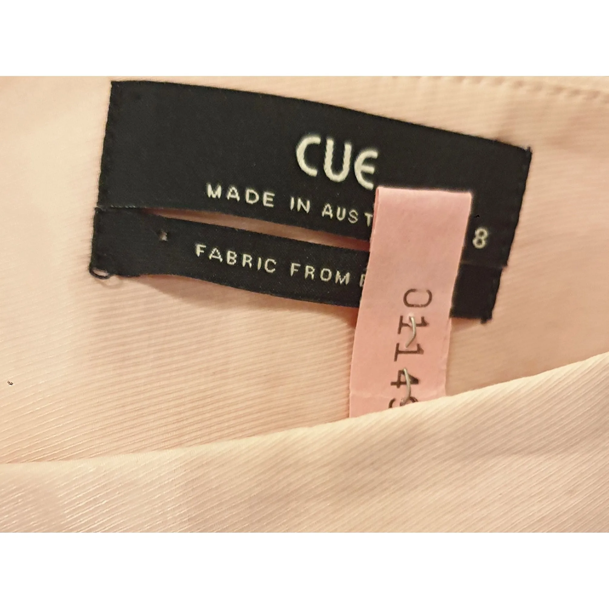 Cue pink, red and white panelled skirt size 8