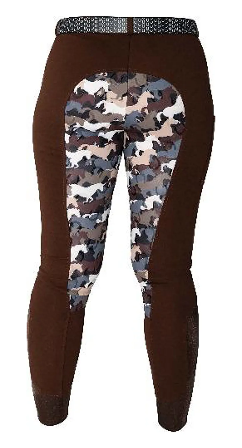 Curvy Mare | High-Waist Breech | Mocha   Camo | No Side Phone Pocket