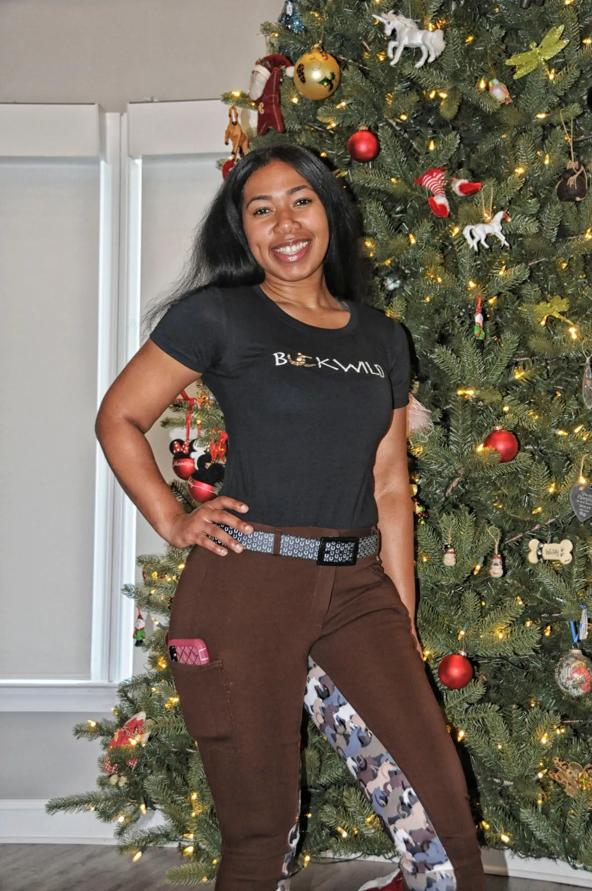 Curvy Mare | High-Waist Breech | Mocha   Camo | No Side Phone Pocket