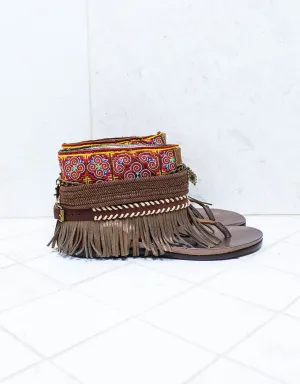 Custom Made Boho Sandals in Brown | SIZE 41