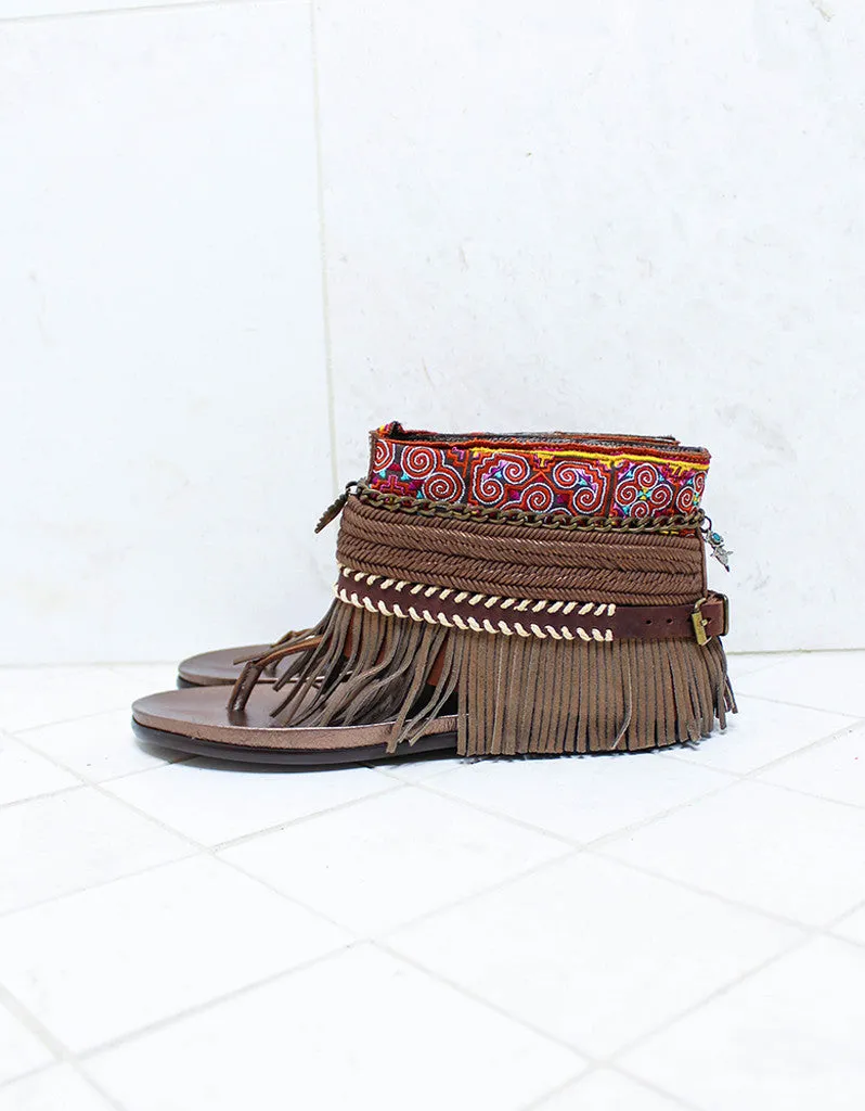 Custom Made Boho Sandals in Brown | SIZE 41
