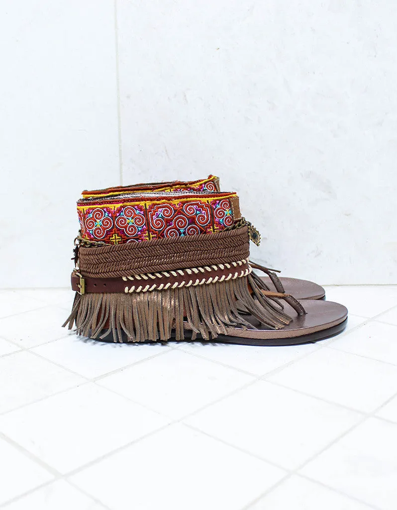 Custom Made Boho Sandals in Brown | SIZE 41