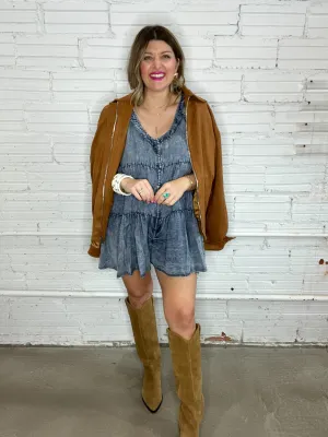 Dancing In Denim Ruffle Romper