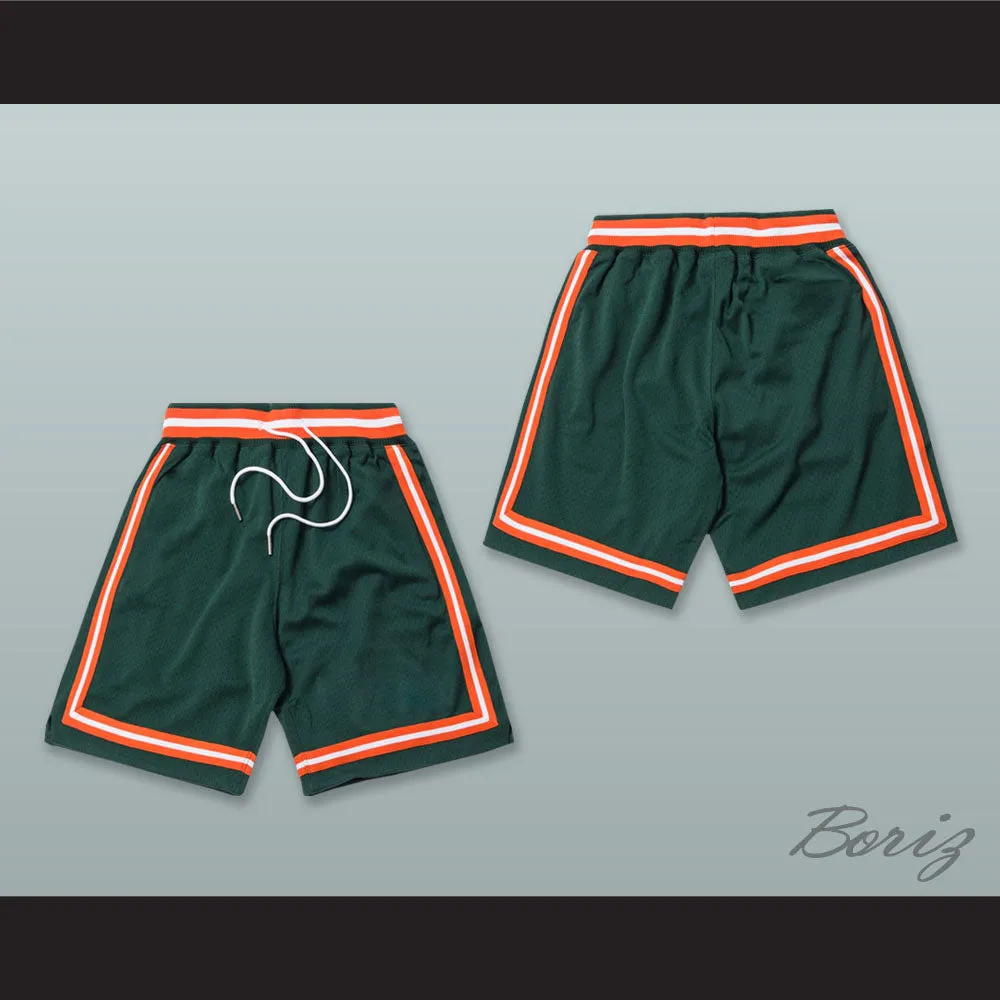 Dark Green Orange and White Basketball Shorts