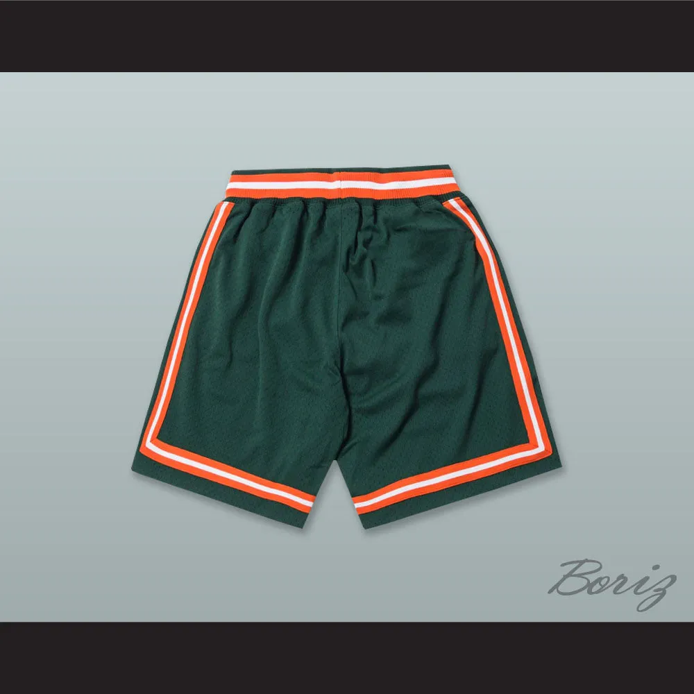 Dark Green Orange and White Basketball Shorts