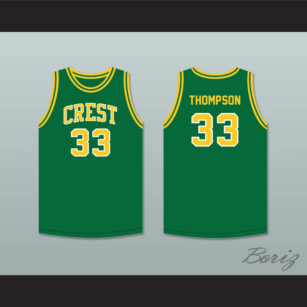 David Thompson 33 Crest High School Chargers Green Basketball Jersey 1