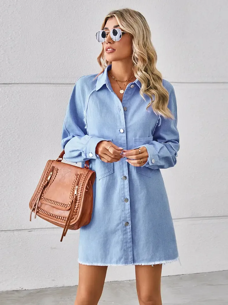 Denim Fringe Patchwork Dress