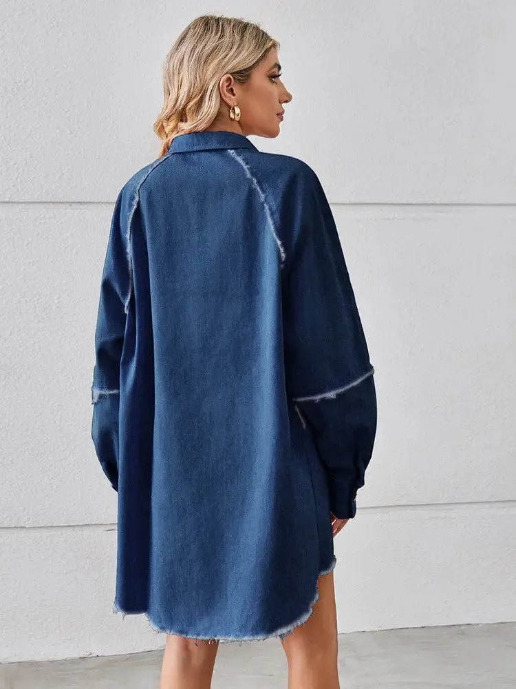 Denim Fringe Patchwork Dress