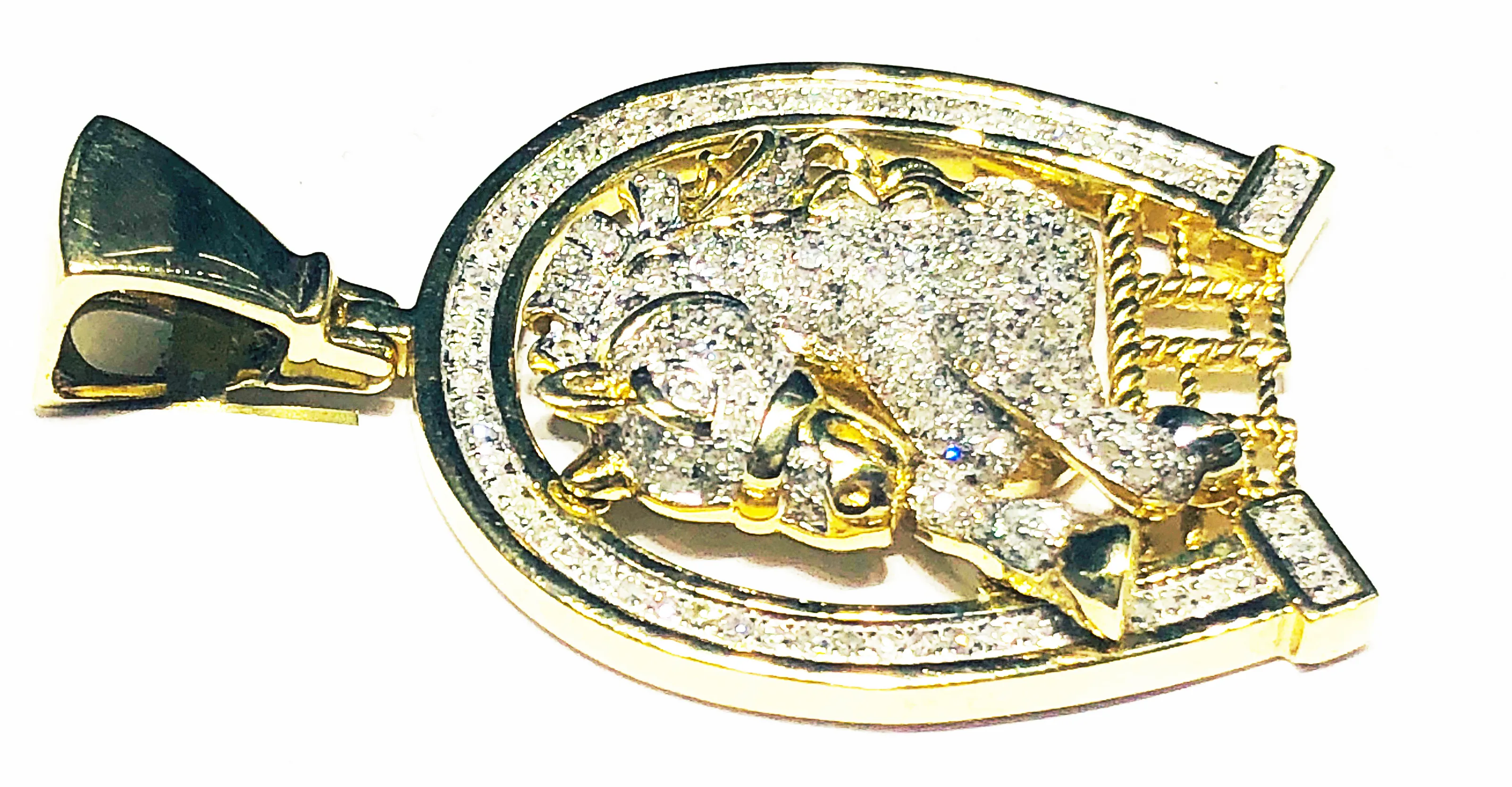 Diamond Iced-Out Horseshoe Pendant (10K)