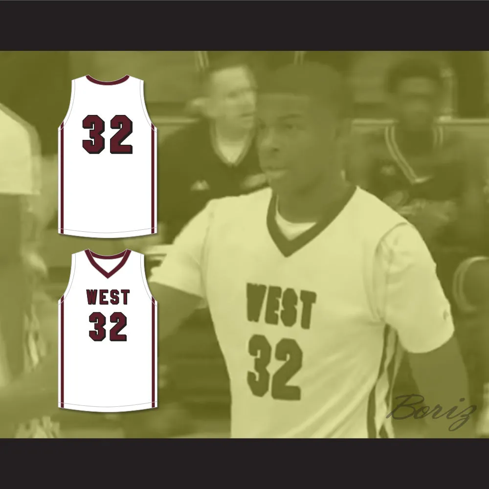 EJ Liddell 32 Belleville High School-West Maroons White Basketball Jersey 3